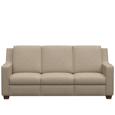 Tucker 90" Wide El Paso Ivory Leather Reclining Sofa