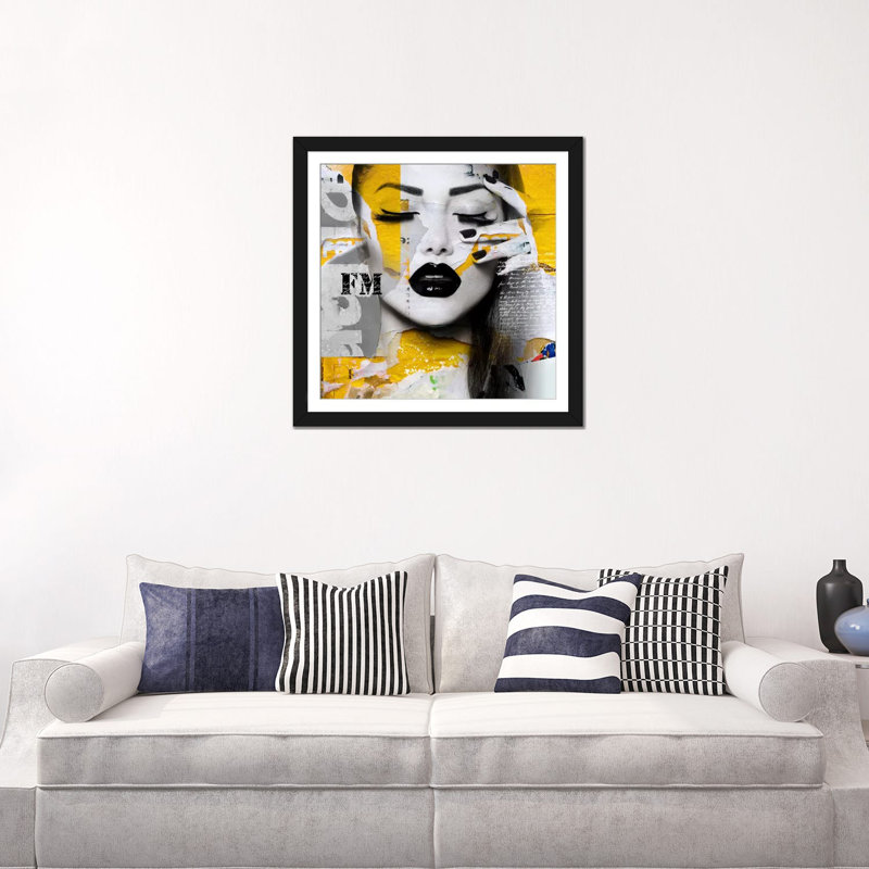 «Absolument Beautiful II», impression sur toile, H 16 po x l 16 po x P 1 po, Papier avec cadre noir, Blanc