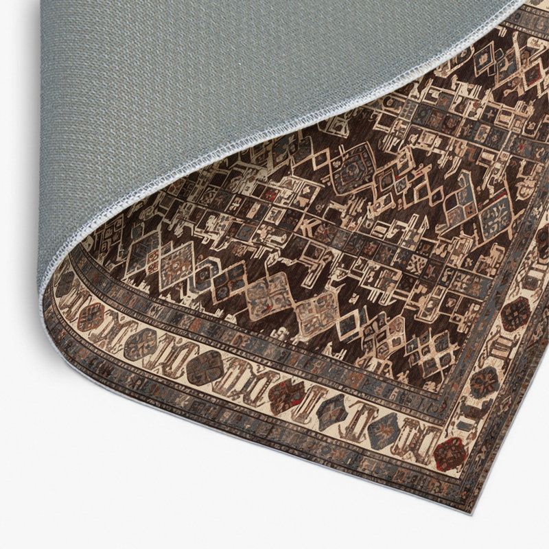 Tapis noir intérieur et extérieur ArtDeco, Rectangulaire 8 pi x 10 pi