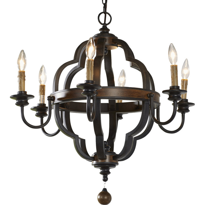 Lustre classique / traditionnel à 6 lumières de style bougie avec décor perlé Clouet
