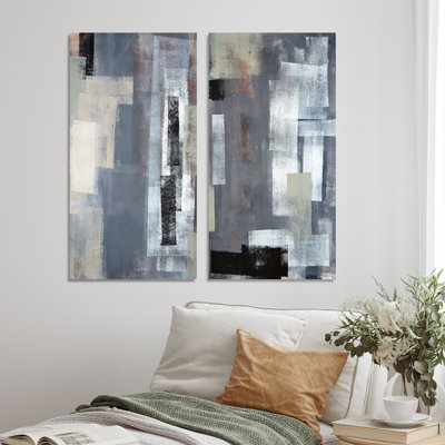 " Brown Meets Grey Abstract Art IV " 2 - Pieces