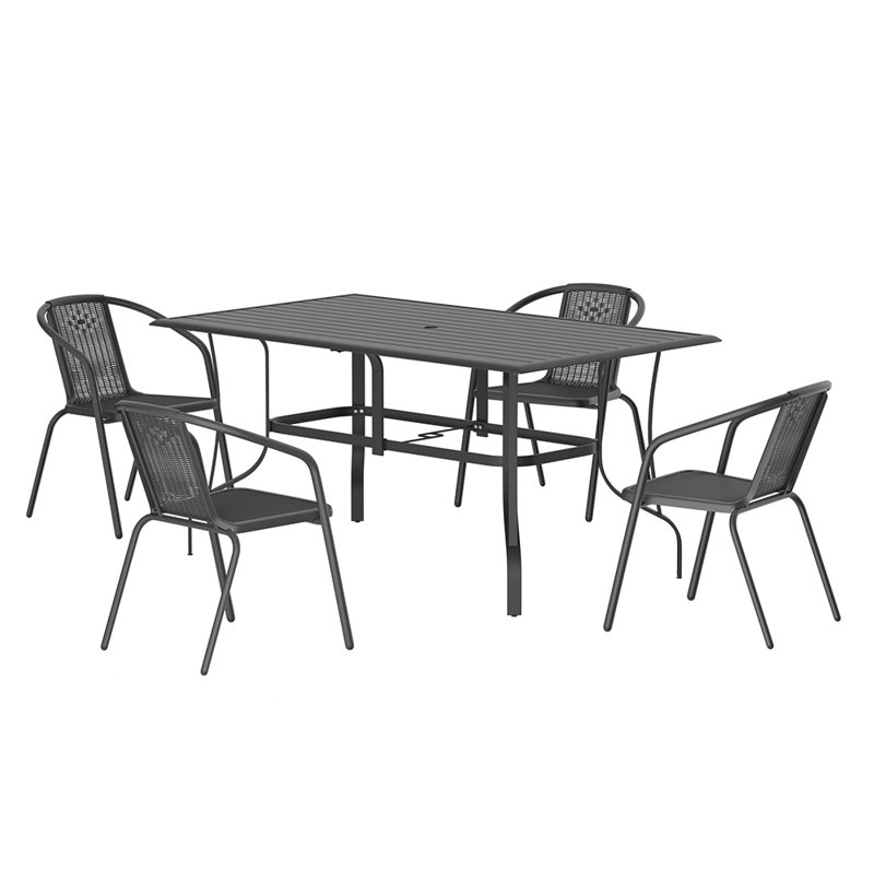 4 - Person Patio Dining Set with Rectangular Table, 75 cm H x 150 cm W x 90 cm D 