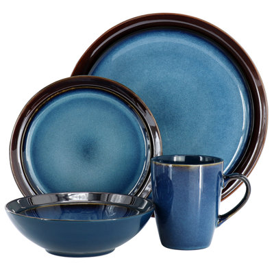 HomeStyle Entertaining Priya 16 Piece Stoneware Reactive Glaze Dinnerware Set