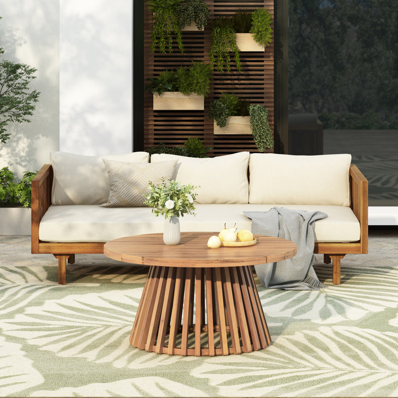 Ensemble de conversation moderne avec coussins Giuliette, Vert, Light Teak/Teak
