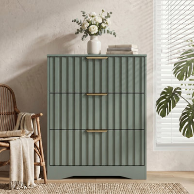 Fluted 3-Drawer Dresser – 23.6" Wood Chest