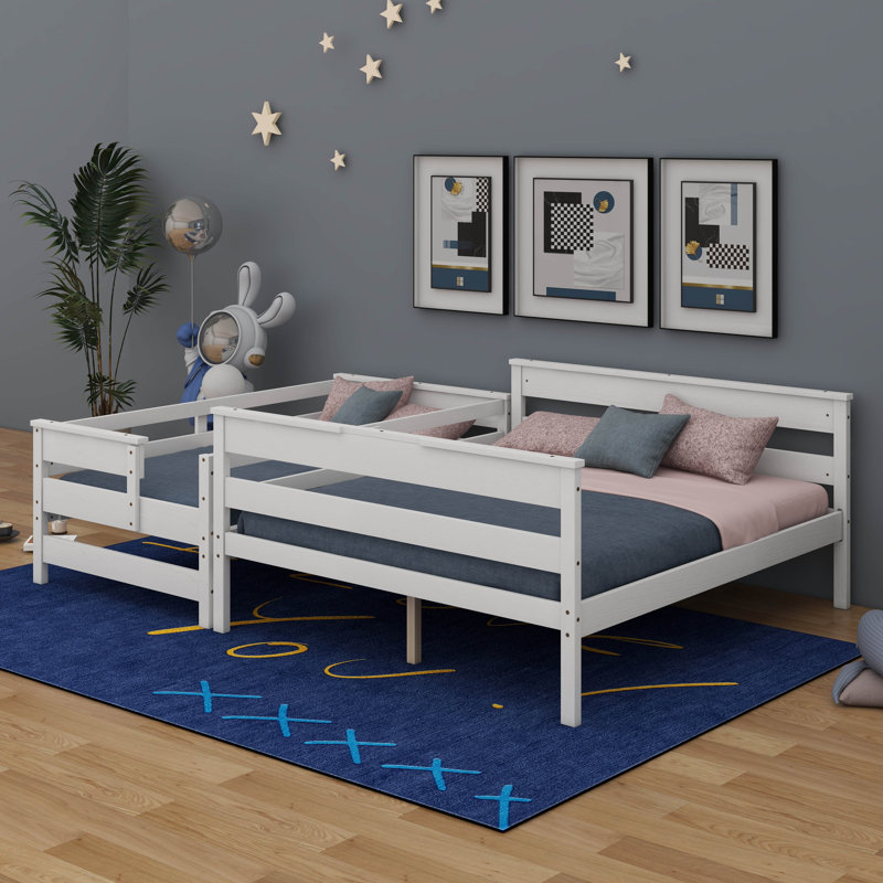 Wood Twin XL Over Queen Bunk Bed With Ladder
