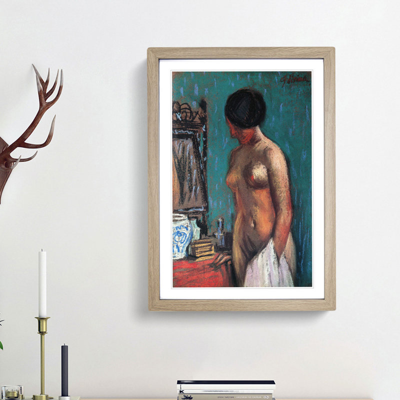 Nude Woman by Fujishima Takeji - Framed Print, 65cm H x 48cm W x 2cm D, Oak Framed
