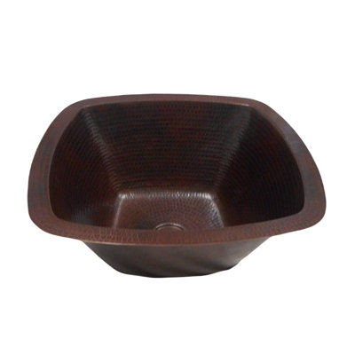 15"" Square Copper Bathroom Sink Hand Hammered in Aged Copper Dual Mount -  SimplyCopper, WF-SQ-15