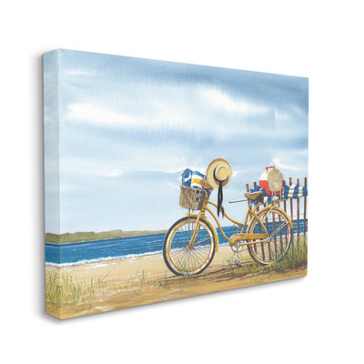 " Summer Bike Beach Day Waves " by John Rossini Painting Print