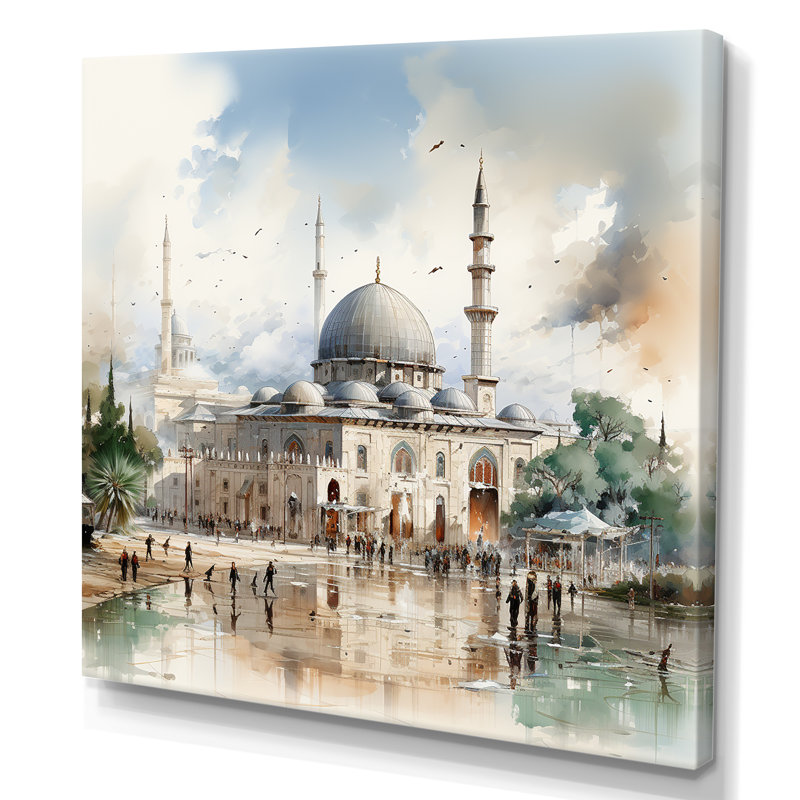 Art mural, "Mosquée", Toile tendue, H 36 po x l 36 po x P 1,5 po