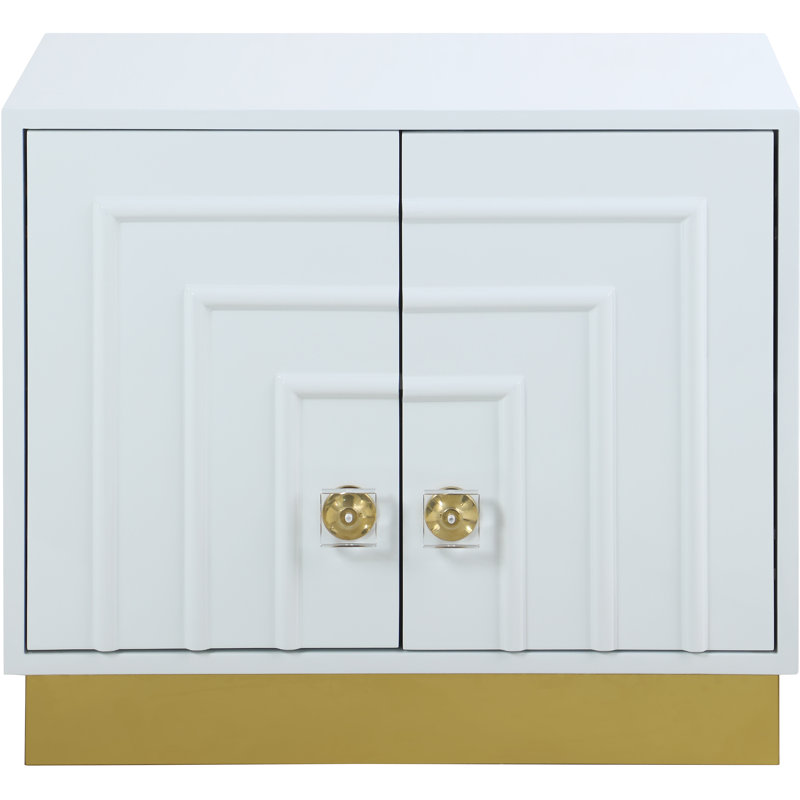 Table de chevet en bois massif Dickens, Blanc