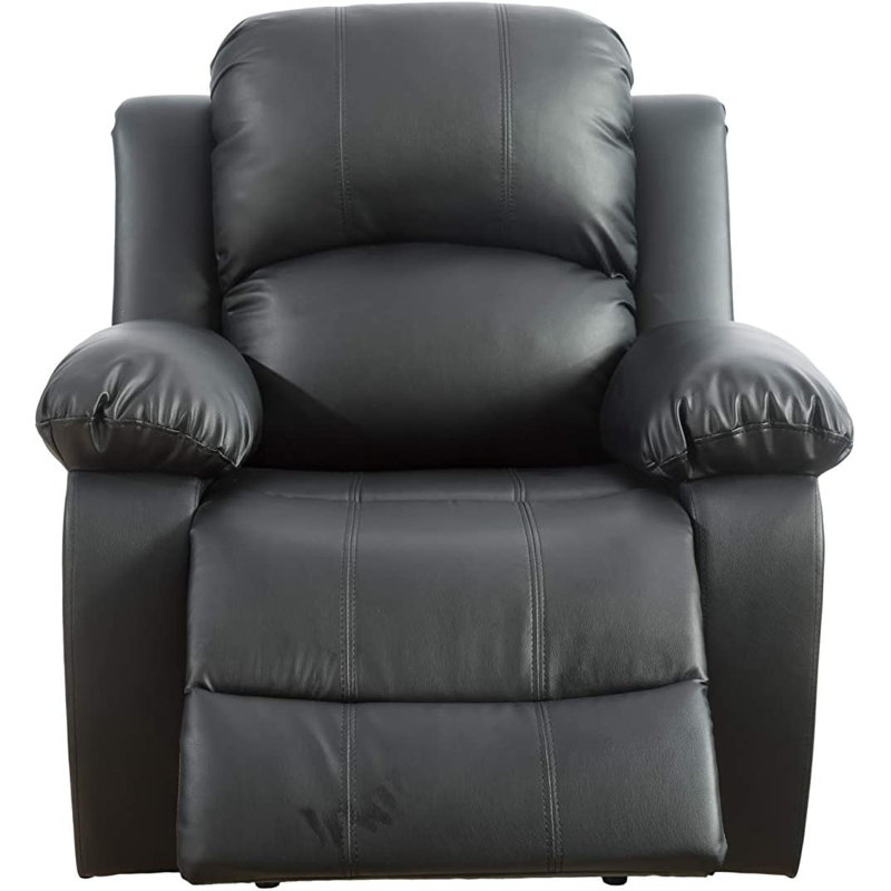Ashey Recliner Chair, Black Faux Leather