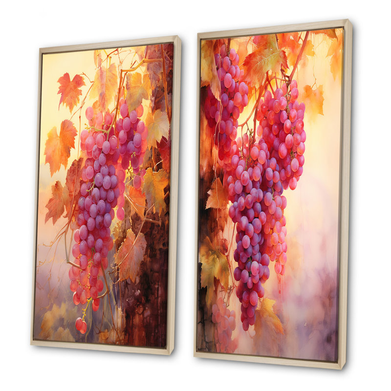 Ensemble de 2 décorations murales Vineyard Veil, Encadrement brun, H 40 po x l 41 po