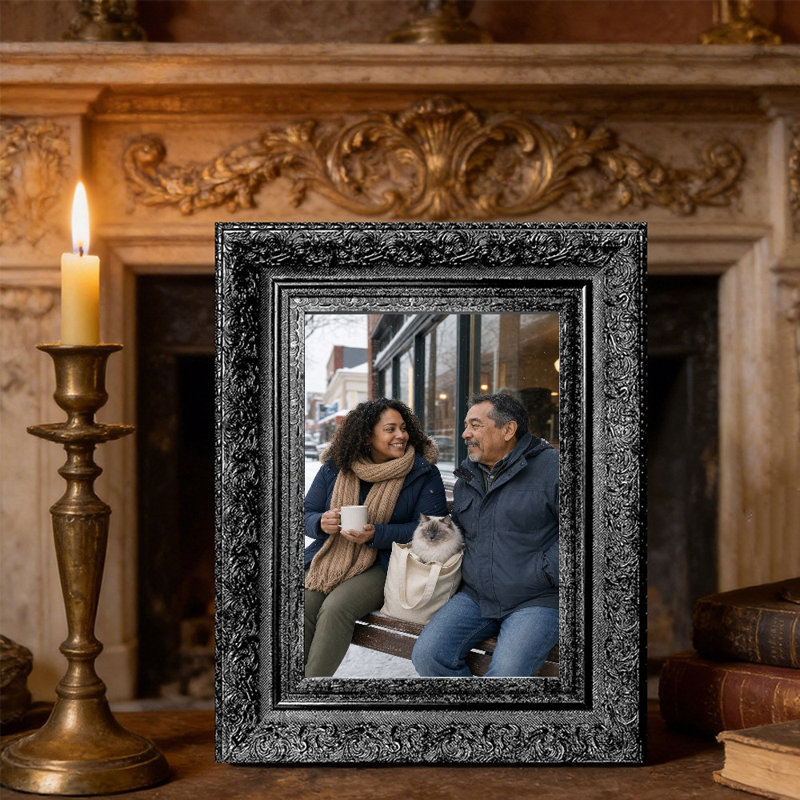 Cadre photo 11 po x 11 po noir pour manteau de cheminée 1PC, Black, 1, 11" x 14"