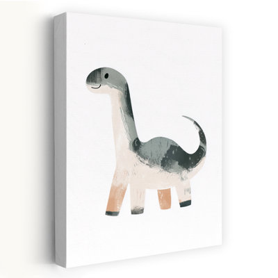 Cute Friendly Dinosaur Modern Playful Animal Wall Art Print by Mathieu - Wrapped Canvas Print