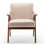 Chaise en microfibre brun clair, structure en bois, idéale pour les petites pièces d'appoint, aspect moderne