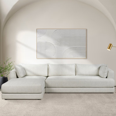 Marcel 122" Fabric Sectional Sofa with 80" Chase in Bright Ash