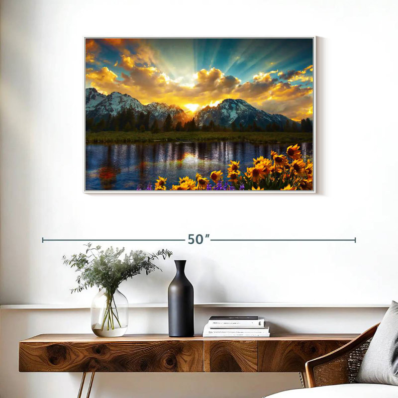 Grand Teton, Cadre flottant blanc, 37 po x 25 po