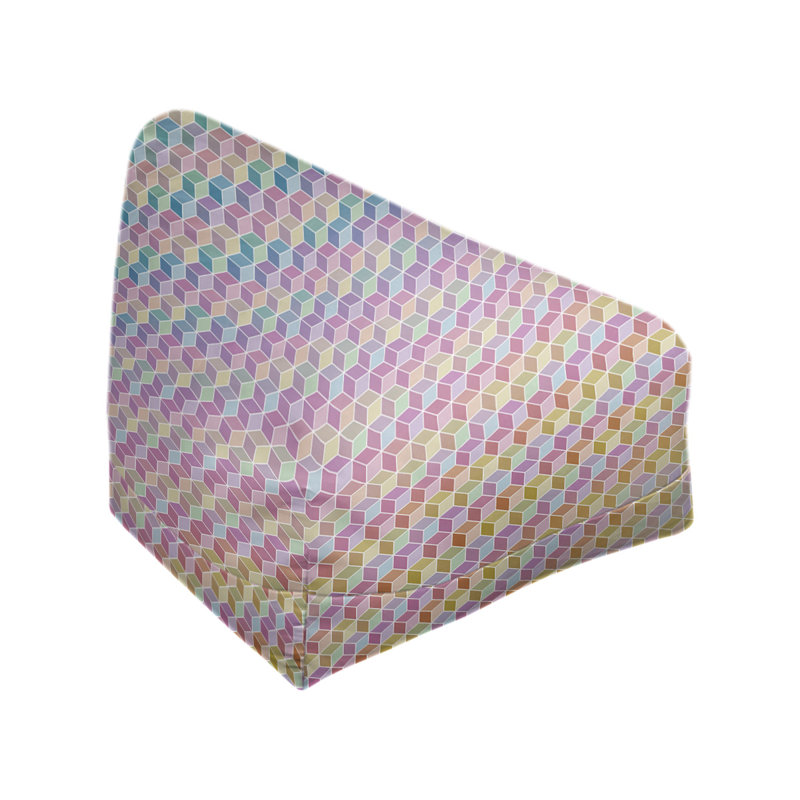 Sac de pois Kitterman, H 38 po x L 42 po x P 29 po, Pouf fauteuil, Bois Curly/bleu cadet/rose chaud