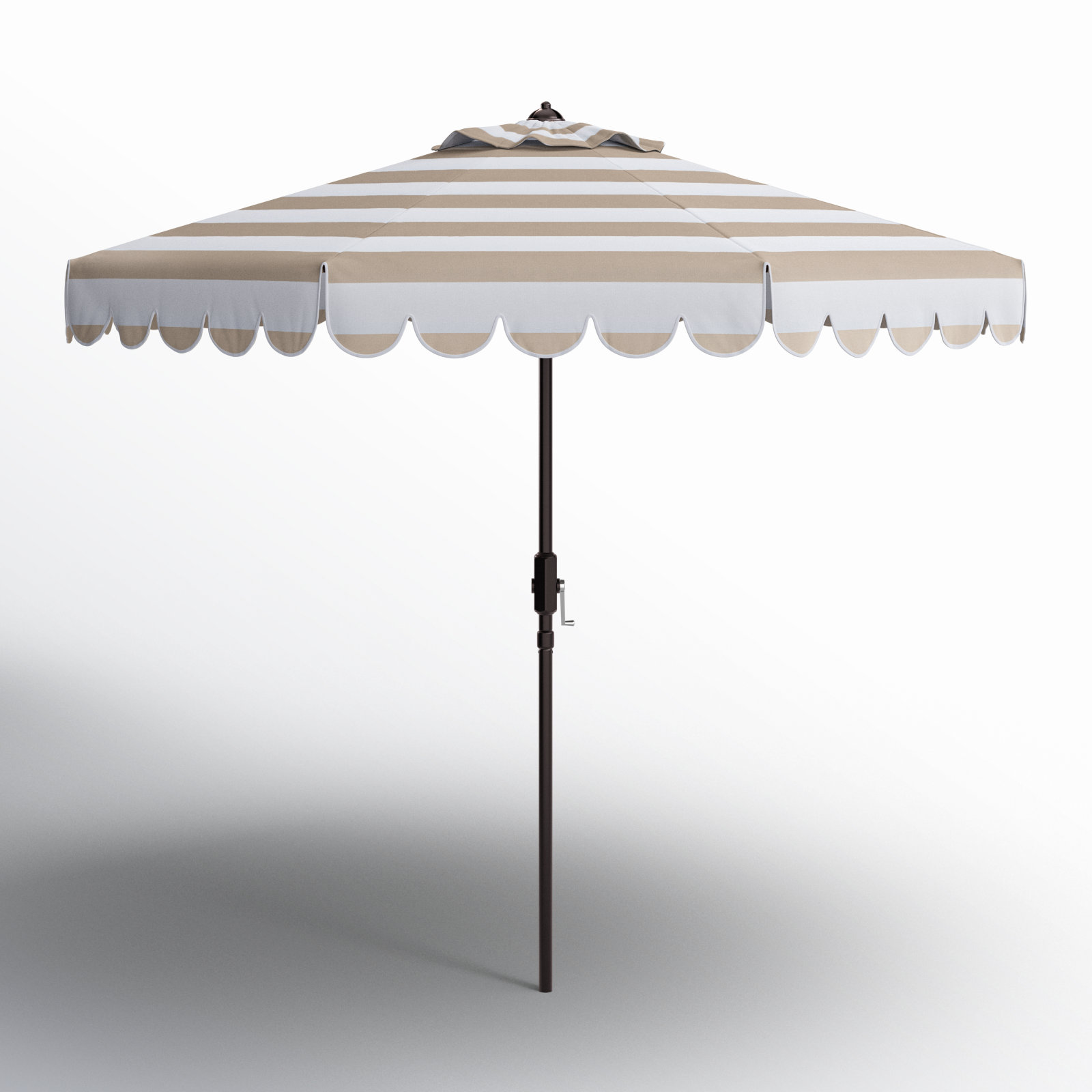 Natalee 108" Scalloped Tilt Top Market Umbrella, Beige/White