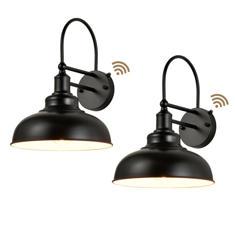 Gooseneck Outdoor Wall Light With Dusk To Dawn Sensor, Farmhouse Barn Lights For Garage, Patio, Porch (Set Of 2), Matte Black