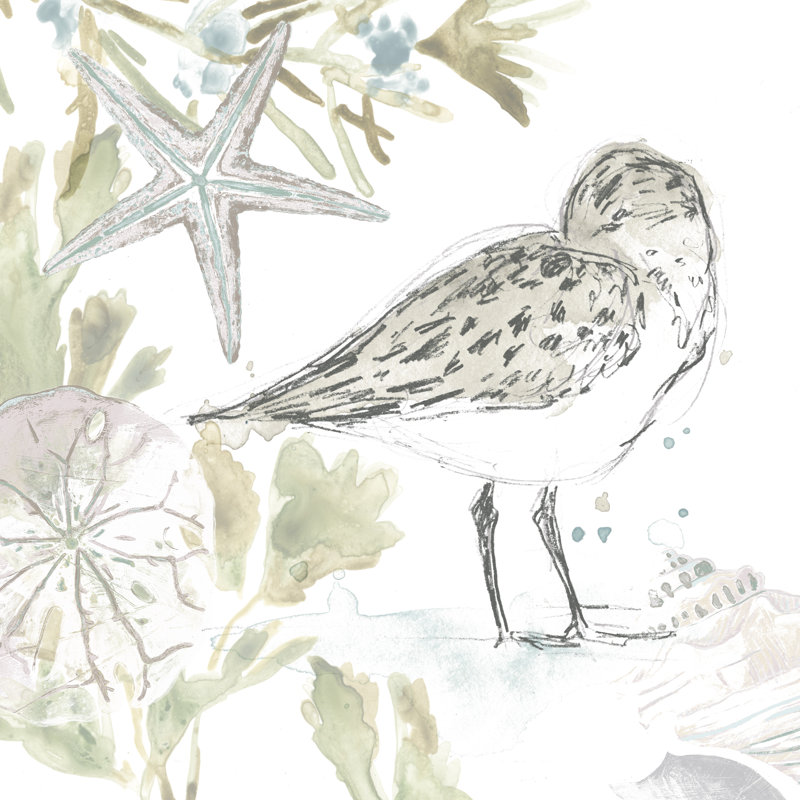 Seaside Sandpipers I by June Erica Vess - Wrapped Canvas Painting, 91cm H x 91cm W x 3.8cm D
