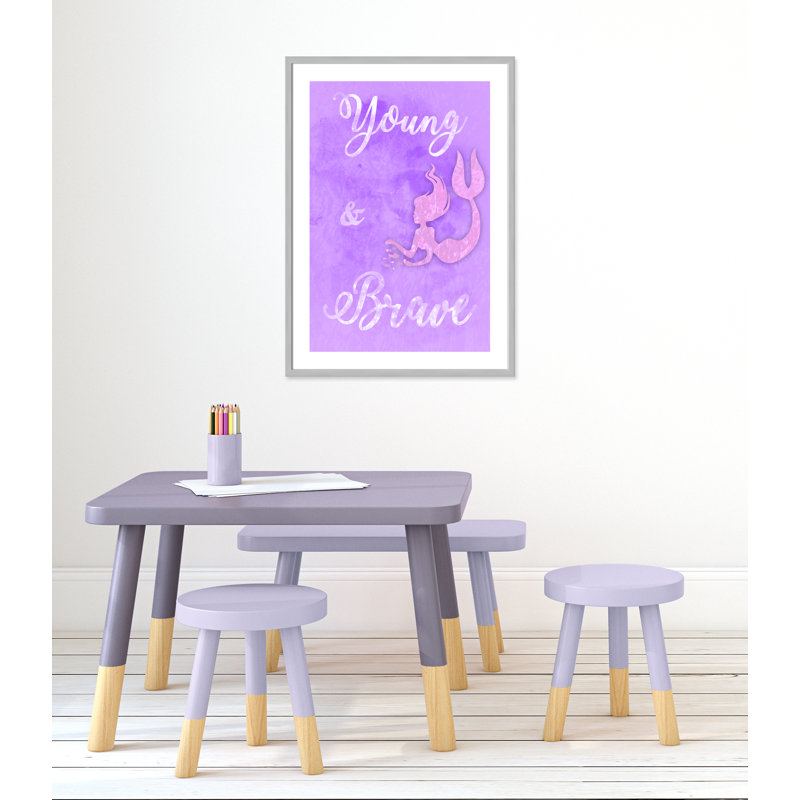 Adhésif décoratif Brave Mermaids, H 34,5 po x l 24,5 po x P 1,18 po, Encadré de boîte argent