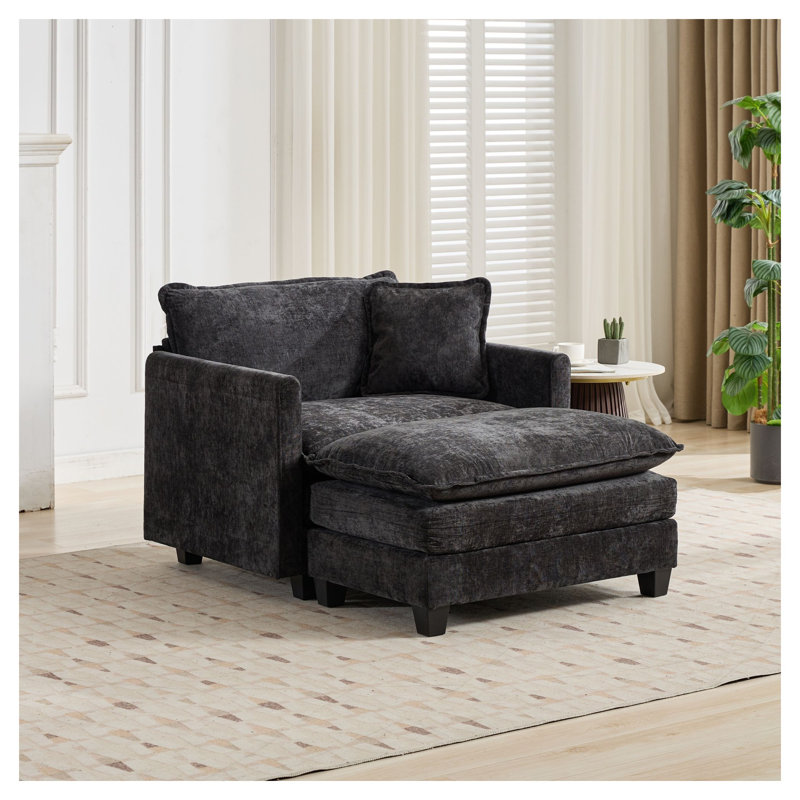 Canapé modulaire à siège simple Cloud - Chenille noire, Noir