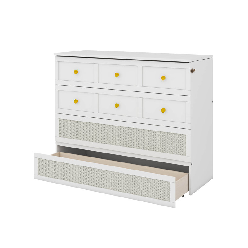 Lit escamotable double avec grand tiroir, Blanc