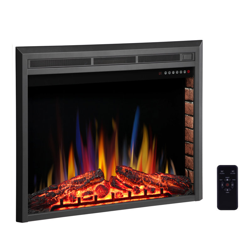 Black Electric Fireplace Insert, 24.6" H x 28" W x 8.98" D