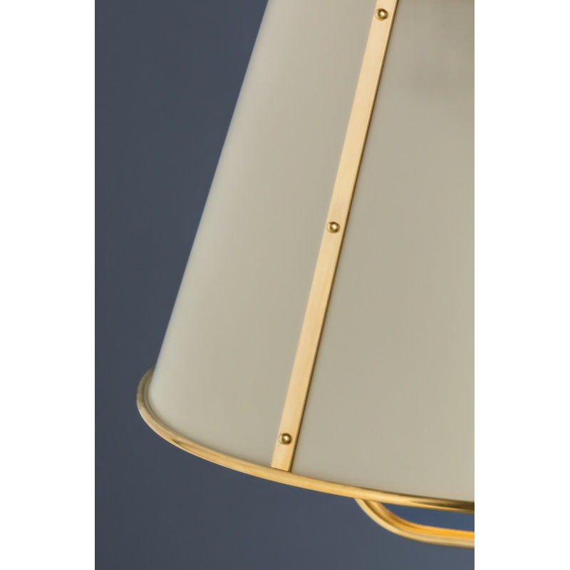 Cambridge 4 Light Chandelier By Mark D. Sikes, Aged Brass/Off White