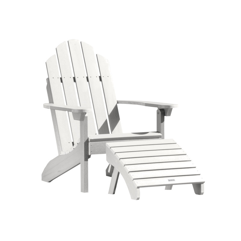 Chaise Adirondack en plastique avec repose-pieds Anette, Blanc