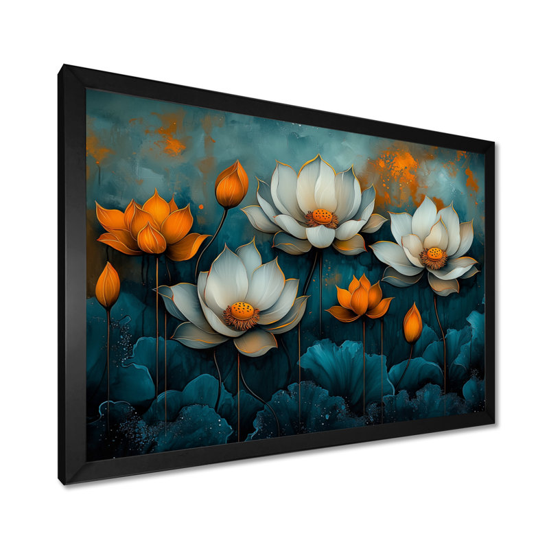 Illana - Floral Wall Art, H 30 po x l 40 po, Reproduction encadrée d'une seule photo, Noir, noir, noir, noir