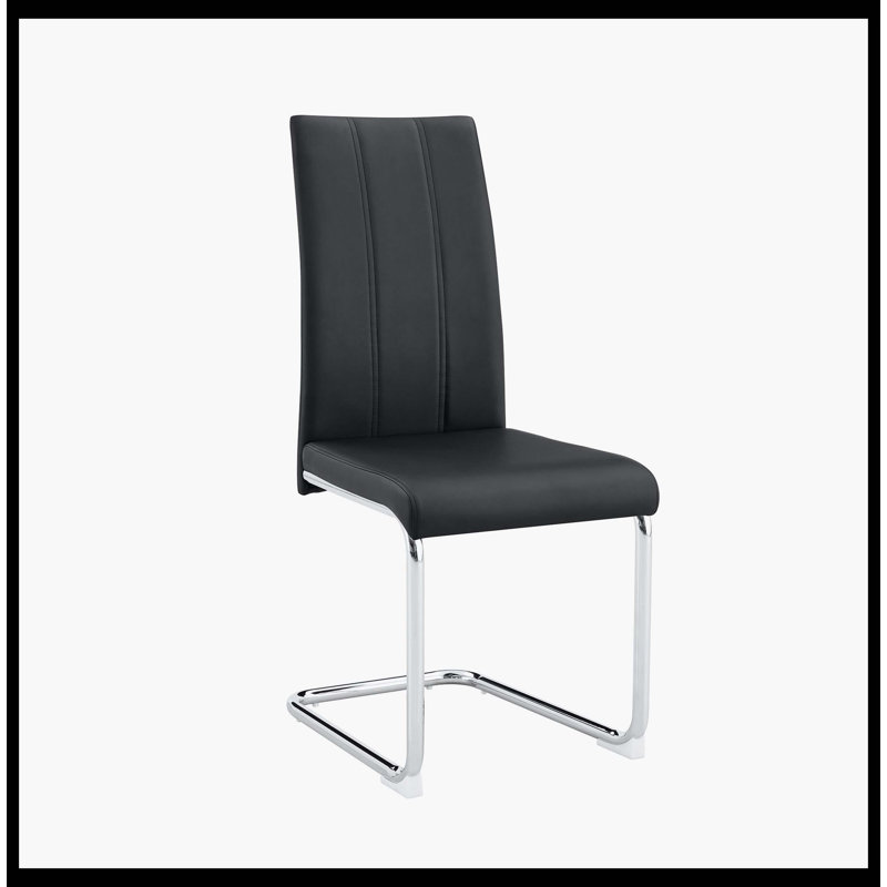 Ensemble de table de salle à manger 8 personnes en verre trempé - Table de cuisine rectangulaire moderne avec pieds en métal galvanisé, 8 chaises de salle à manger rembourrées en cuir de polyuréthane noir avec base en chrome argenté