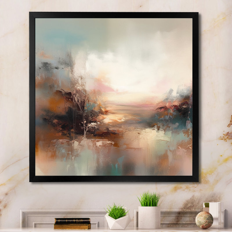 «Brown Abstracted Nature I», art mural abstrait, Impression noire sur toile encadrée, H 16 po x l 16 po x P 1 po