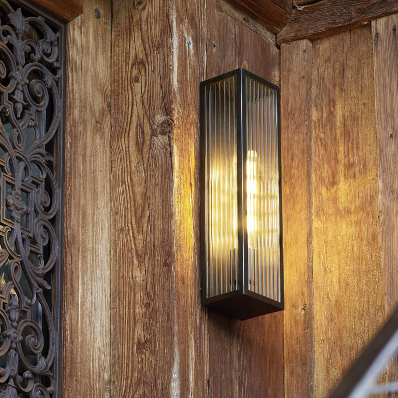 Lunde Rubbed Bronze Outdoor Flush Mount, 45cm H x 12cm W x 10cm D