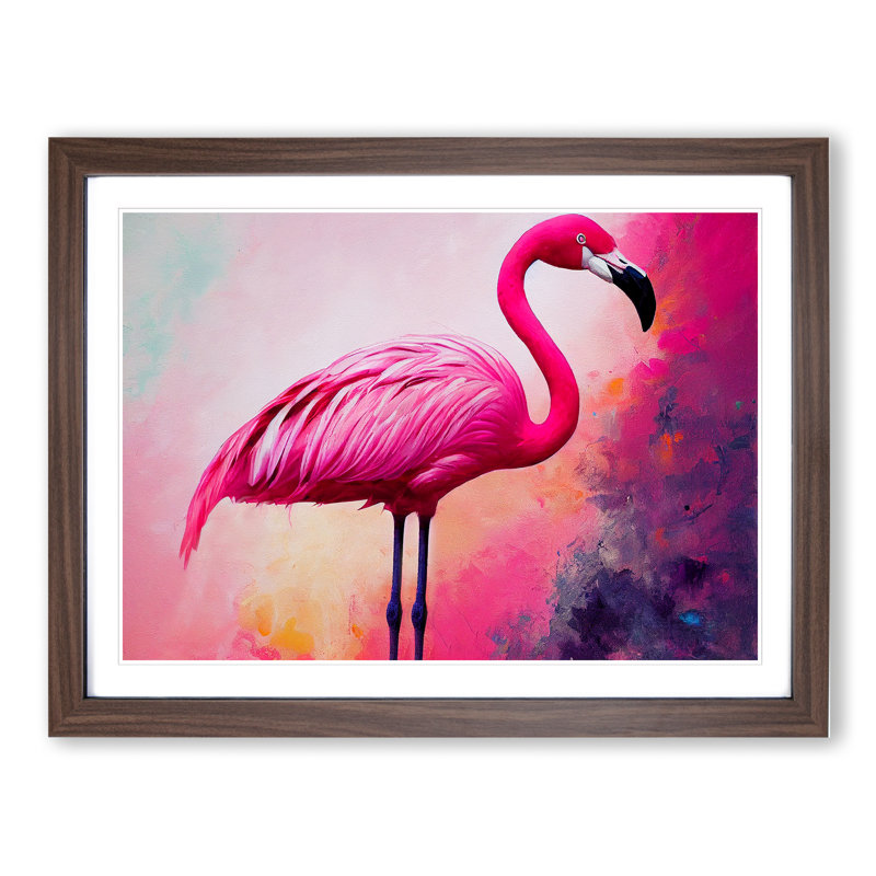 Cosmopolitan Flamingo - Framed Print, 46cm H x 64cm W x 2cm D, Walnut