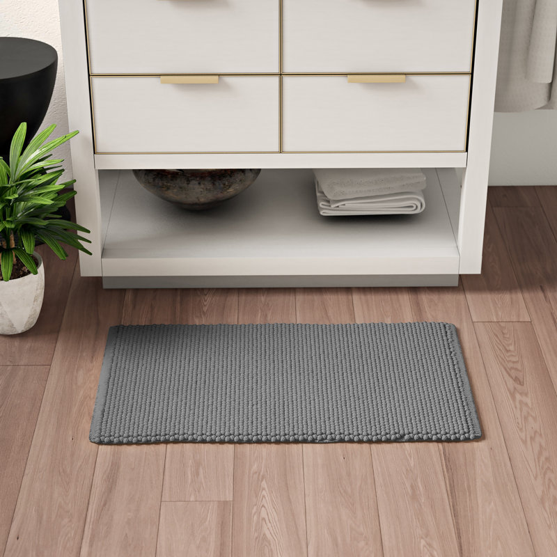 Tapis pour salle de bain 100% coton antidérapant Anicette, Gris