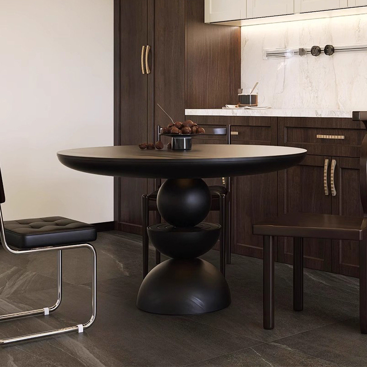 Orren Ellis Black Round Manufactured Wood Dining table - Wayfair Canada