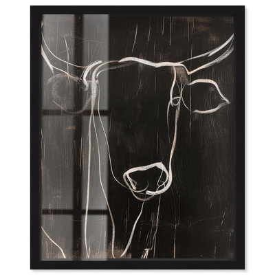 Bull on Black Shadowbox Print Farmhouse Art par Art Remedy