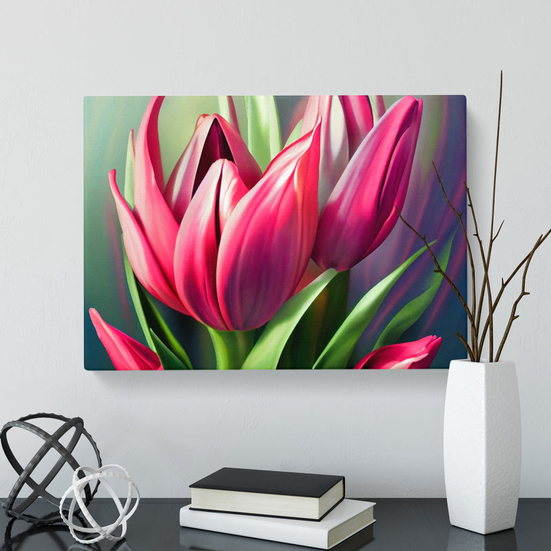 Fine Tulip Flowers - Wrapped Canvas, 40cm H x 60cm W x 3cm D
