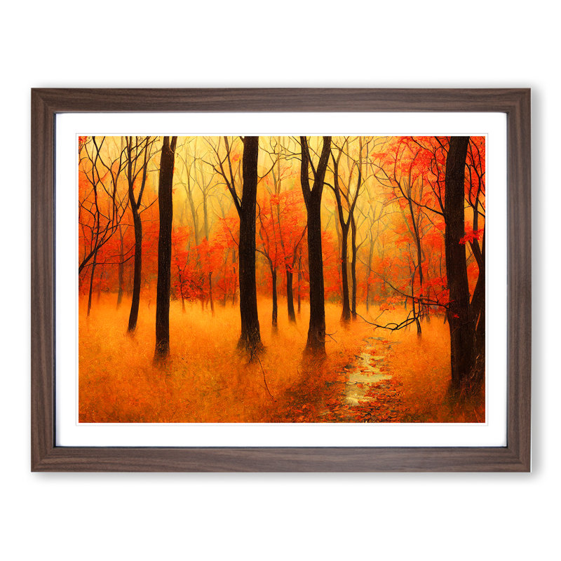 Attractive Autumn Forest - Framed Print, Walnut, 25cm H x 34cm W x 2cm D