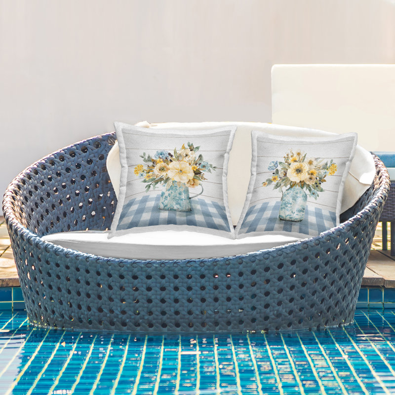 Gingham Outdoor Throw Pillow