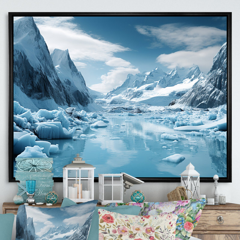 Birjesh Glacier Glacial Wonderment - Imprimé, H 34 po x l 44 po x P 1,5 po, Cadre flottant noir