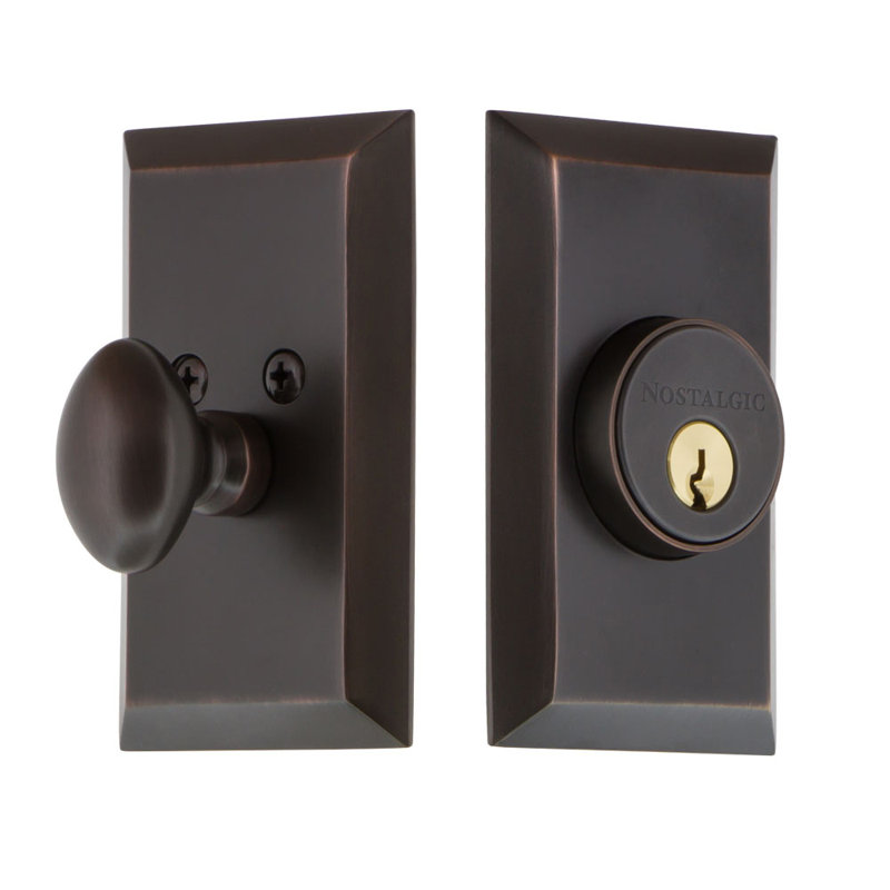 Nostalgic Warehouse Studio Plate Single Cylinder Deadbolt, Timeless Bronze, 2.375