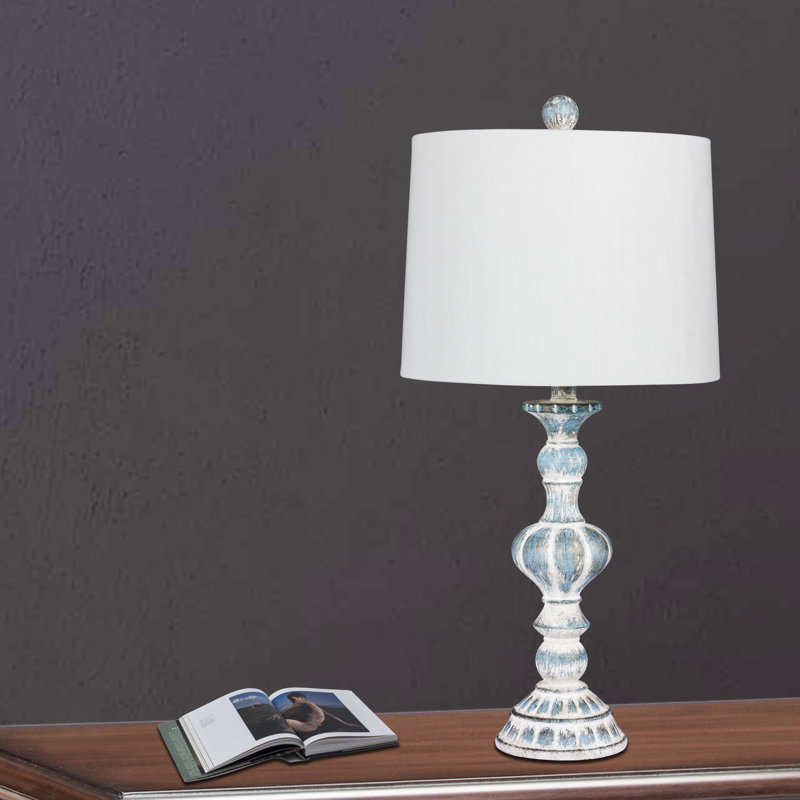 Lampe de table 27" sculpted chandelles Roxann, Bleu, Blanc
