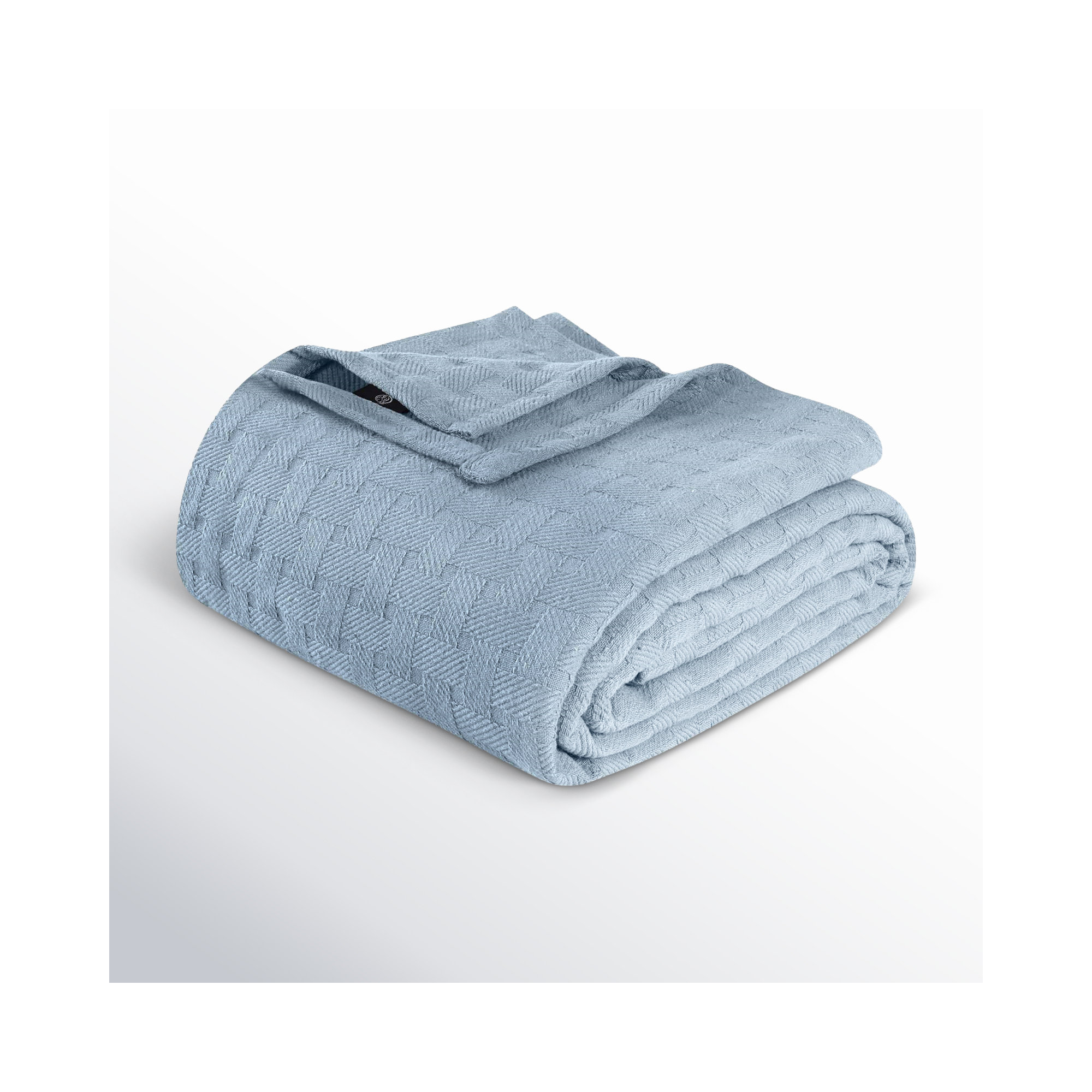 Bertie Cotton Machine Woven Throw Blanket, Light Blue, Full/Queen