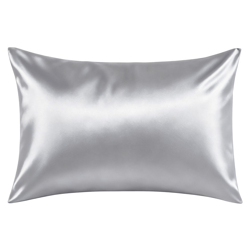Taie d'oreiller en soie naturelle Zippered, Très grand, Gris argenté
