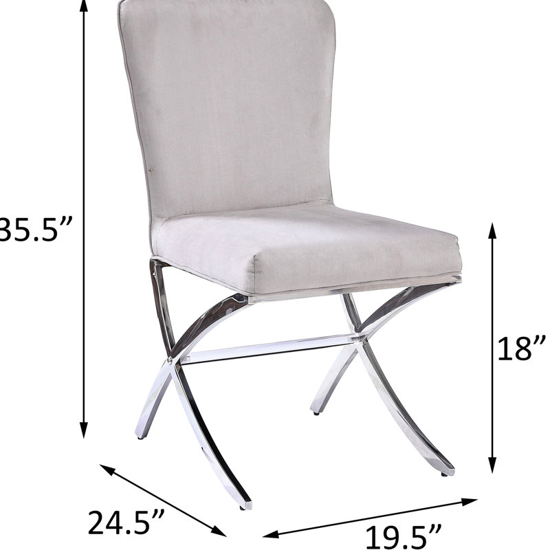 Chaises d'appoint en velours beige, de 2, X, meubles de salle à manger, rectangulaire, dossier solide de style moderne 2, pieds en X, pour chambre, design