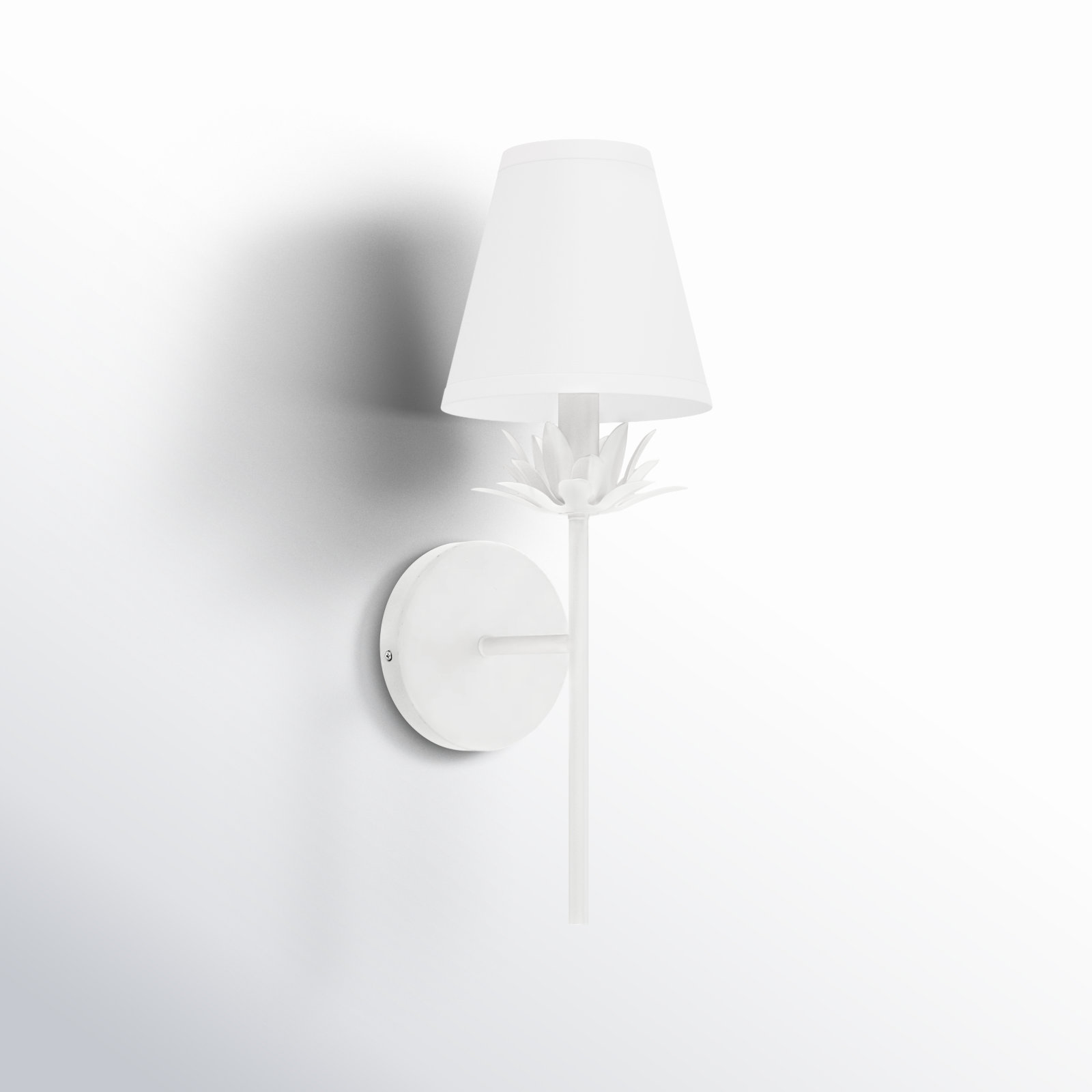 Ryland Single Light Linen Armed Sconce, White